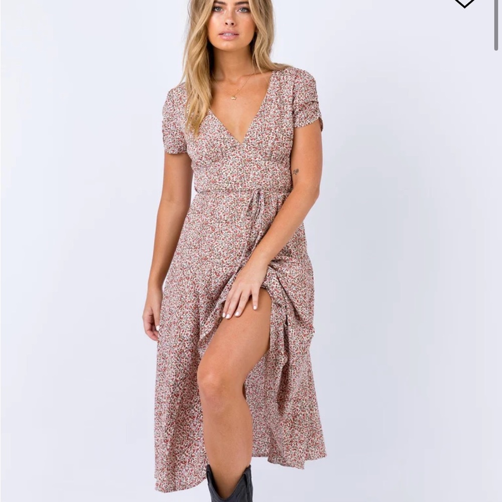 Princess Polly pink and white midi dress
